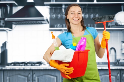Cleaning dust and residue from a newly refurbished kitchen after building work