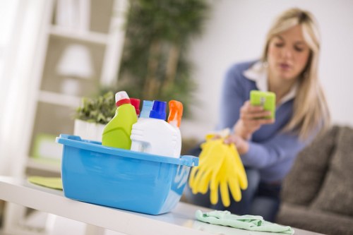 Local technician assessing a carpet stain in Uxbridge